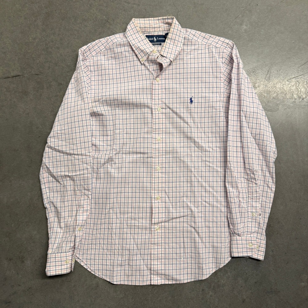 Polo Ralph Lauren Mens Classic Fit Tattersall Check Button Down Shirt 15.5 M